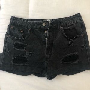 Black denim shorts